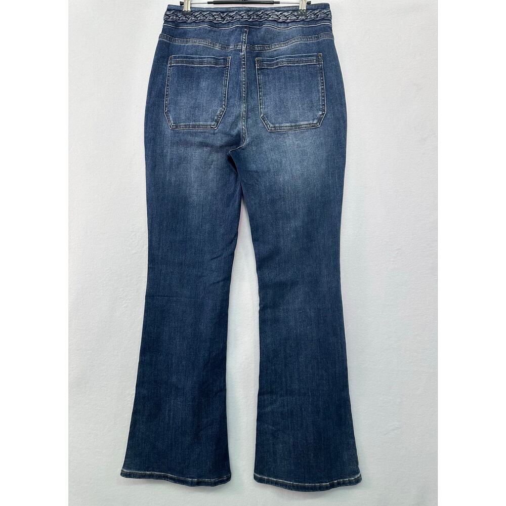 NWT La Joie Braided Waist Flare Jeans Size 10 Medium Wash Boho Wide Leg Denim - Picture 3 of 15